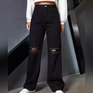Wild Fable Black Jeans Women size 2/26 Highest Rise Baggy Jean